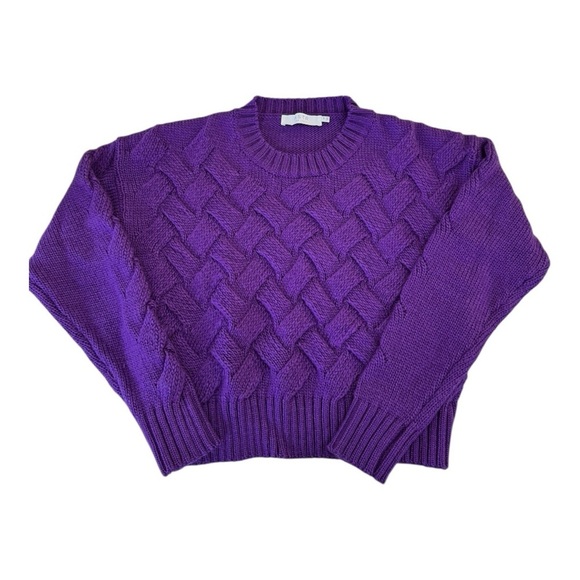 Astr Sweaters - Astr the Label Purple Cable Knit Sweater